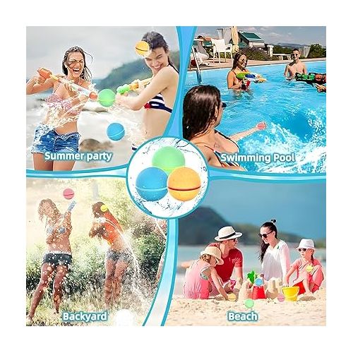 제네릭 InnoVibe Magnetic Refillable Reusable Splash Pool Water Balloons: Fast-Filling, Self-Sealing Fun for Summer Games & Outdoor Activities - Perfect Pool, Beach, and Bath Toy for Kids Ages 3-12!