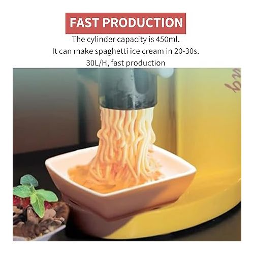 제네릭 Yovtekc 30L/H Ice Cream Spaghetti Press Machine, Noodles Ice Cream Machine, Italian Gelato Ice Cream Spaghetti Making Machine, Spaghetti Ice Cream Maker, Yellow 80W