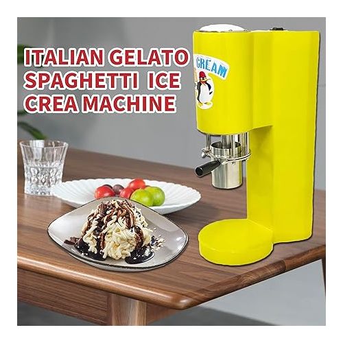 제네릭 Yovtekc 30L/H Ice Cream Spaghetti Press Machine, Noodles Ice Cream Machine, Italian Gelato Ice Cream Spaghetti Making Machine, Spaghetti Ice Cream Maker, Yellow 80W