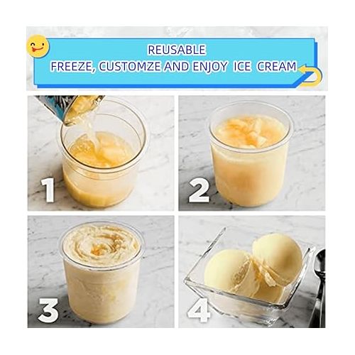 제네릭 Fit For ninja creami pints and lids - 4 pack Pot Compatible with NC501 NC500 Series 11-in-1 Creamer Ice Cream Maker Machine 4 Pack 24OZ NC501 Ninja Creami Deluxe XL Cups BPA Free