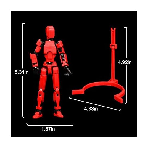 제네릭 T13 Action Figure,Robot Action Figure,T13 Action Figure 3D Printed Multi-Jointed Movable,13 Action Figure Dummy,Decorations for Action Figures,Random Weapon Color(with Bracket, 2pc)