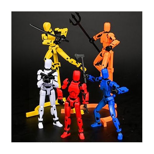 제네릭 T13 Action Figure,Robot Action Figure,T13 Action Figure 3D Printed Multi-Jointed Movable,13 Action Figure Dummy,Decorations for Action Figures,Random Weapon Color(with Bracket, 2pc)