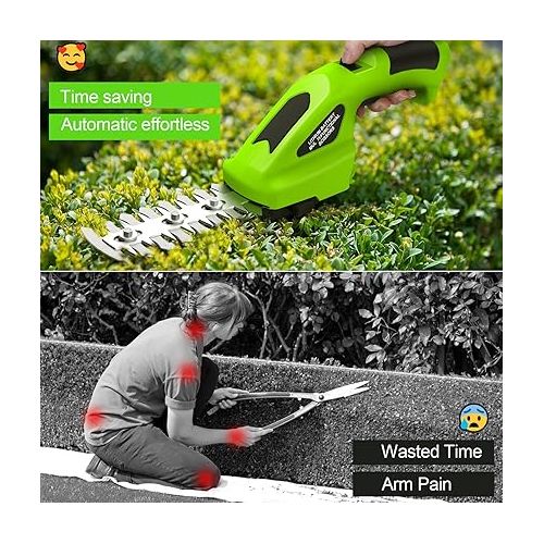 제네릭 2-in-1 Electric Hedge Trimmer Cordless Grass Shear & Shrub Cutter,7.2V Handheld Grass Trimmer Hedge Shears, 2000mAh Battery Powered Grass Cutter, Garden Lawn Plants Trimmer Outdoor Tool Included Cable