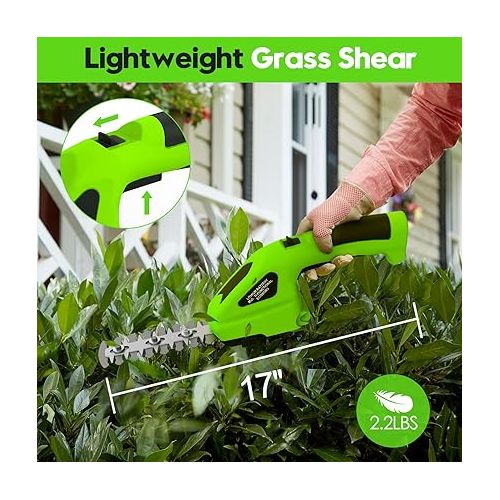 제네릭 2-in-1 Electric Hedge Trimmer Cordless Grass Shear & Shrub Cutter,7.2V Handheld Grass Trimmer Hedge Shears, 2000mAh Battery Powered Grass Cutter, Garden Lawn Plants Trimmer Outdoor Tool Included Cable