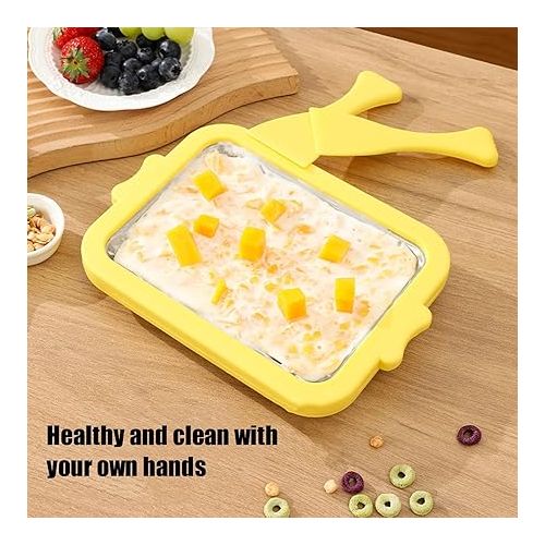 제네릭 Rolled Ice Cream Maker, Ice Cream Roll Maker with 2 Scrapers, Ice Cream Plate, DIY Ice Cream Roller Pan, Ice Cream Maker for Sorbet, Frozen Yogurt, Gelato