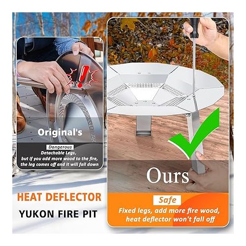 제네릭 Fire Pit Accessory for Solo Stove Bonfire 19.5 Inch Heat Deflector, Stove Lid with Heat Resistant Handle, 304 Stainless Steel Firepit Round Deflector & Lid Bundle for Outdoor Camping Smokers