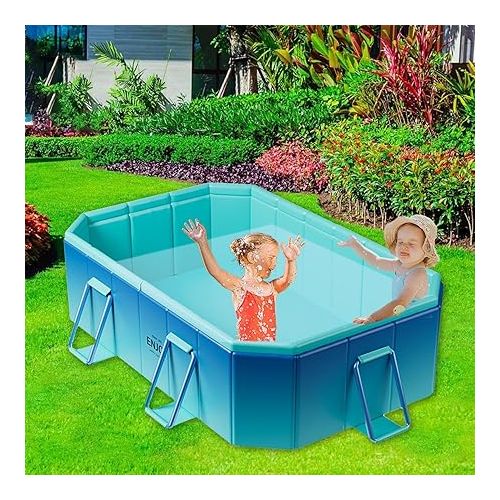 제네릭 Foldable Non-Inflatable Kiddie Pool, Kid Pool Dog Pool, Non-Inflatable Kids' and Adults' Outdoor Swimming Pool, Outdoor Swimming Pool Foldable, Above Ground Pool for Backyard