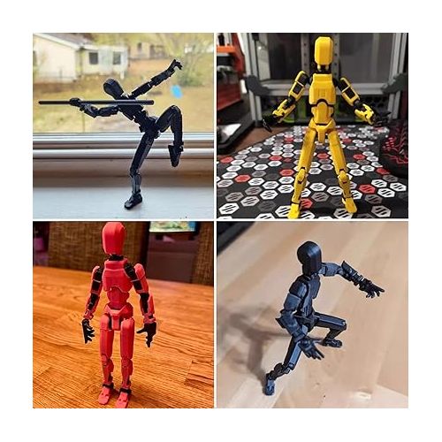 제네릭 T13 Action Figure,Robot Action Figure,T13 Action Figure 3D Printed Multi-Jointed Movable,13 Action Figure Dummy,Decorations for Action Figures,Random Weapon Color(Red+Black+Yellow+Pink+Green)