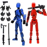 T13 Action Figure,Robot Action Figure,T13 Action Figure 3D Printed Multi-Jointed Movable,13 Action Figure Dummy,Decorations for Action Figures(Red+Dark Blue)