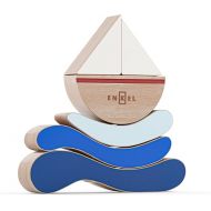 Kids Wooden Toy in Natural Wood and Hand-Painted Balance Boat Montessori Educational Preschool Sensory Learning Cognitive Development Toys for Baby Toddler 18+ Months.