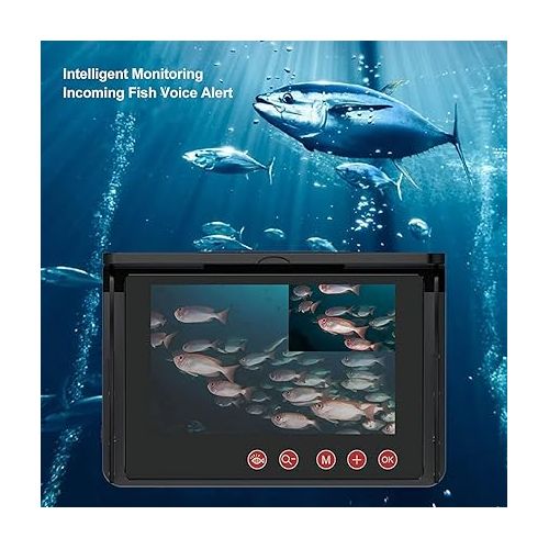 제네릭 Fish Finder, 5 Inch Full Waterproof Touch Screen, HD Underwater Fishing Camera, 220° Wide Angle, 12 Night Vision Light Beads, Voice Alarm, 12 Hours Work