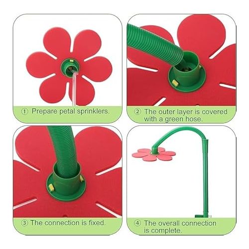 제네릭 Crazy Dancing Flower Water Sprinkler,Large Flower Sprinklers,Easy to Install Dance Flower Sprinkler (Red)