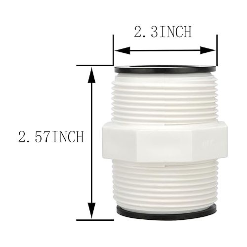 제네릭 Fits Intex & Coleman Pool Split Hose Fitting Connector, 1.5 Inch + 2 L Pool Hose Adapter Ring for Above Ground Pool Hoses and Filter Pumps, 2-Way Pool Split Hose Extender with 2 Washers (White 2 pack)