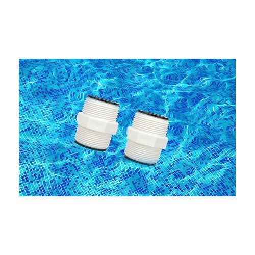 제네릭 Fits Intex & Coleman Pool Split Hose Fitting Connector, 1.5 Inch + 2 L Pool Hose Adapter Ring for Above Ground Pool Hoses and Filter Pumps, 2-Way Pool Split Hose Extender with 2 Washers (White 2 pack)