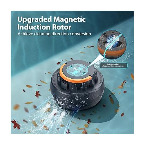 제네릭 Cordless Robotic Pool Vacuum, Cordless Pool Cleaner with 120Mins Runtime, Self-Parking, LED Indicator, Hall Rotor, Ideal for Above Ground/In Ground Flat Pools up to 914 Sq.ft