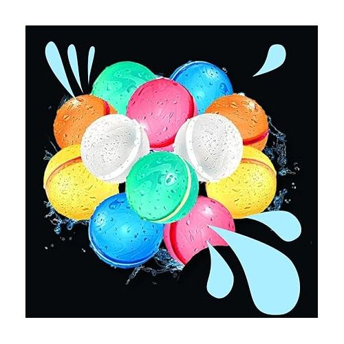 제네릭 Reusable Water Balloons, Silicone Magnet Sealing Water Bomb (Multicolor 12 count)