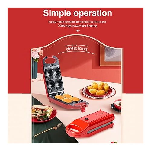 제네릭 6 IN 1 Mini Waffle Maker Mini Donut Maker Cake Maker for Making Waffles, Deep-fried Dough Sticks, Doughnuts, Madeleine Cake, Macadamia Bread Cookies,Pop cake maker,Egg Tart,Compact Size