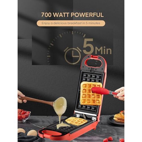 제네릭 6 IN 1 Mini Waffle Maker Mini Donut Maker Cake Maker for Making Waffles, Deep-fried Dough Sticks, Doughnuts, Madeleine Cake, Macadamia Bread Cookies,Pop cake maker,Egg Tart,Compact Size