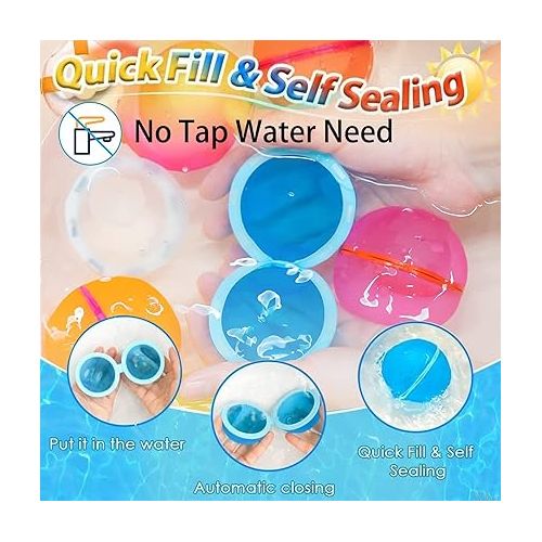 제네릭 Reusable Water Balloons，Refillable Silicone Water Balloons，Fun Water Fight Game，Summer Water Toys, Pool Beach Toys for Boys and Girls. (12 PC)