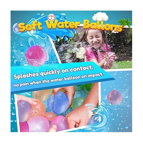 제네릭 Reusable Water Balloons，Refillable Silicone Water Balloons，Fun Water Fight Game，Summer Water Toys, Pool Beach Toys for Boys and Girls. (12 PC)
