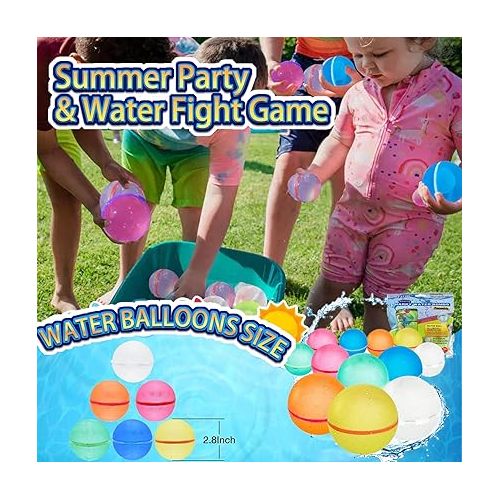 제네릭 Reusable Water Balloons，Refillable Silicone Water Balloons，Fun Water Fight Game，Summer Water Toys, Pool Beach Toys for Boys and Girls. (12 PC)