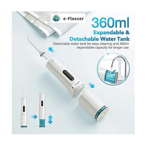 제네릭 Cordless Water Flosser 360ml Large Detachable Water Tank Capacity Comes with 3 Different Modes, White