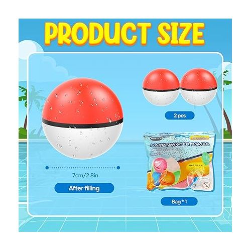 제네릭 2 Pcs Reusable Water Balloons Sets - Red White Water Balloons Quick Fill - Summer Outdoor Activities beach toys Pool Party Toys for Kids