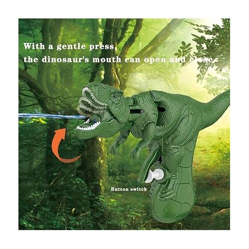 제네릭 2 Pack Dinosaur Water Gun - Water Guns for Kids Ages 4-8,Flexible Vivid & Fun Dinosaur Design - Water Gunfor Pool/Beach/Yard/Party Play (Green/Dark Green)