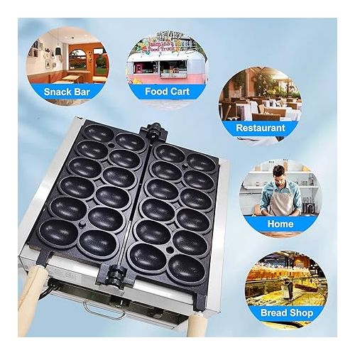 제네릭 Mvckyi Commercial Bubble Waffle Maker Machine, 12pcs Egg Shaped Waffle Maker Hong Kong, Egg Cooker Waffle Iron Pancake Baker, Non Stick Temperature Control, for Restaurant, Snack Bar