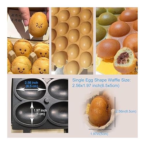 제네릭 Mvckyi Commercial Bubble Waffle Maker Machine, 12pcs Egg Shaped Waffle Maker Hong Kong, Egg Cooker Waffle Iron Pancake Baker, Non Stick Temperature Control, for Restaurant, Snack Bar