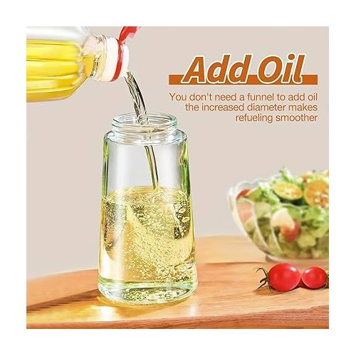 제네릭 Oilmaster Pro 2-in-1 Dispenser, 16oz 2 In 1 Oil Dispenser and Oil Sprayer, 2 in 1 Glass Olive Oil Dispenser for Kitchen Spray and Pour (White)