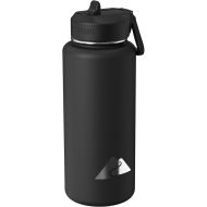 ozarkk Trail 32 fl oz Black Insulated Stainless Steel Wide Mouth Water Bottle, Loop Handle, Flip Lid