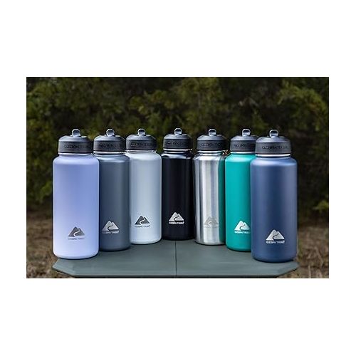 제네릭 ozarkk Trail 32 fl oz Black Insulated Stainless Steel Wide Mouth Water Bottle, Loop Handle, Flip Lid