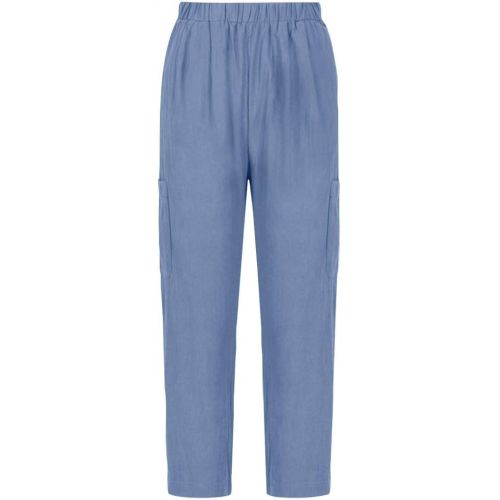 제네릭 Womens Linen Pants Summer Casual High Waist Elastic Cropped Trousers with Pockets Solid Plus Size Trendy Loose Fit Pants