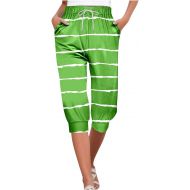Capri Pants for Women Summer Casual Loose Drawstring Waisted Pants Fashion Resort Wear Beach Vacation Capris Clothes