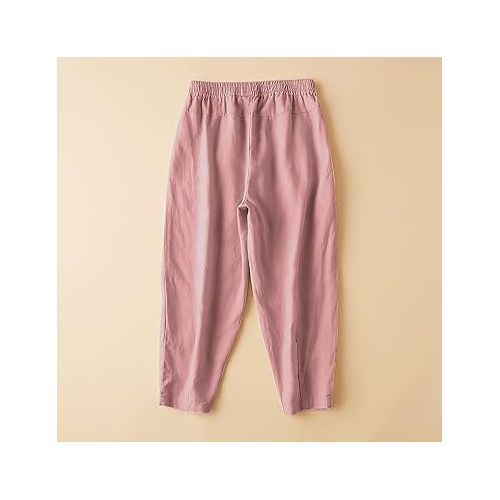 제네릭 Business Casual Pants for Women Linen Palazzo Lounge Pants High Waist Straight Wide Leg Summer Trousers with Pocket