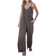 Jumpsuits for Women Casual Summer One Piece Wide Leg Rompers High Waist Wide Leg Overalls Rompers With Pockets