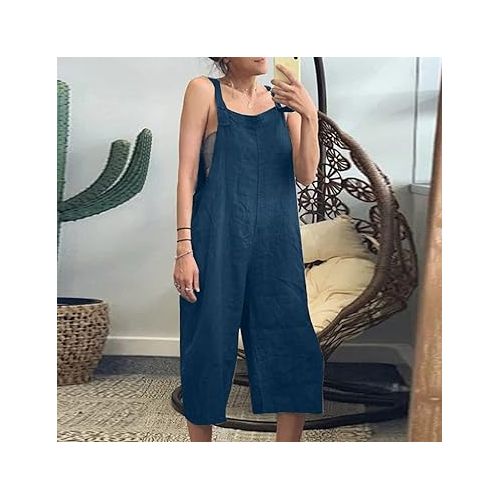 제네릭 Women Casual Wide Leg Pants Summer Wide Leg Casual Business Work Trousers Trousers with Pockets Capris