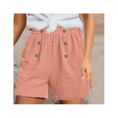 제네릭 Shorts for Women Summer Casual Comfy Solid Color Lace Up Casual Shorts Camo/Solid/Floral Print Shorts with Pockets