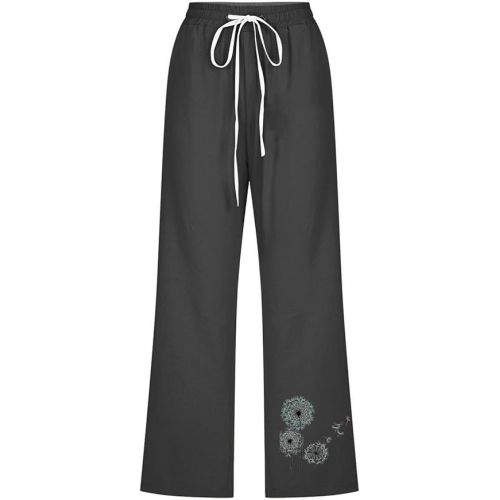 제네릭 Capri Pants for Women Casual Summer Drawstring Elastic Waist Cropped Pants Loose Comfy Lightweight Capris with Pockets