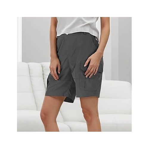 제네릭 Womens Lightweight Shorts 2024 Summer Beach Hiking Outdoor Lounge Shorts Elastic Waist Drawstring Denim Jeans Shorts