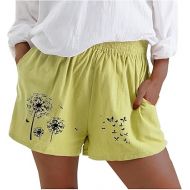 Summer Cotton Linen Shorts for Women 2024 Low Rise Shorts with Pockets Dressy Casual Linen Shorts Elastic Waist Short Pants