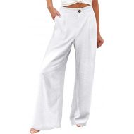 Palazzo Pants for Women Summer Comfy Casual High Waisted Wide Leg Loose Fit Stripes Print Beach Boho Trousers with Pockets