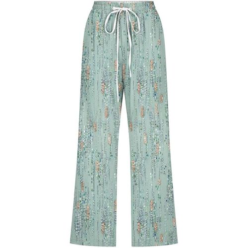 제네릭 Summer Capri Pants for Women 2024 Trendy Straight Leg Elastic Waist Capris Casual Drawstring Cropped Pants with Pockets