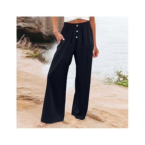 제네릭 Womens Wide Leg Pants Summer Wide Leg Casual Wide Leg Y2K Streetwear Pants Long Straight Suit Pants