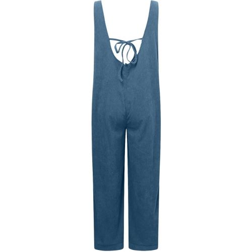 제네릭 Women's Short Sleeve Jumpsuits Spaghetti Strap Baggy Overalls Jumpers High Waist Wide Leg Overalls with Pockets 2024