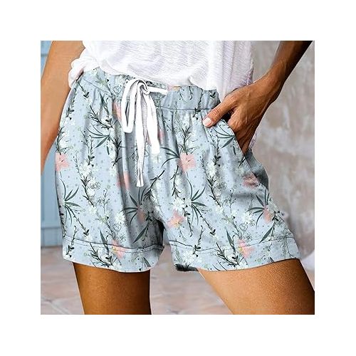 제네릭 Women Mid Waist Jean Shorts Summer Casual Bermuda Shorts Pull On Chino Shorts Cut Off Frayed Hem Casual