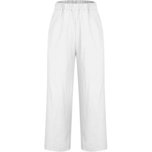 제네릭 Linen Pants Women Summer Solid Color Wed Leg Long Palazzo Pants Baggy Flowy Beach Pants Lounge Trousers with Pockets 2024