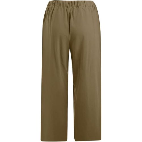 제네릭 Capri Pants for Women Linen Summer Casual Drawstring Elastic Waist Capris Wide Leg Loose Fit Trouser with Pockets 2024 Trendy