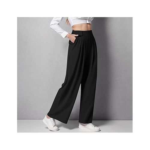 제네릭 Palazzo Pants for Women Dressy,High Waist Casual Wide Leg Long Pants Loose Business Work Office Trousers with Pockets